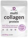 Multi Colagen Proteine Powder,1Lb - Tip I, II, III, V, X Colagen Peptides cu Biotin 10000mcg, Vitamina C & Acid hialuronic - Nearomat - Keto & Paleo Friendly, Mare pentru păr, piele, unghii & articulații