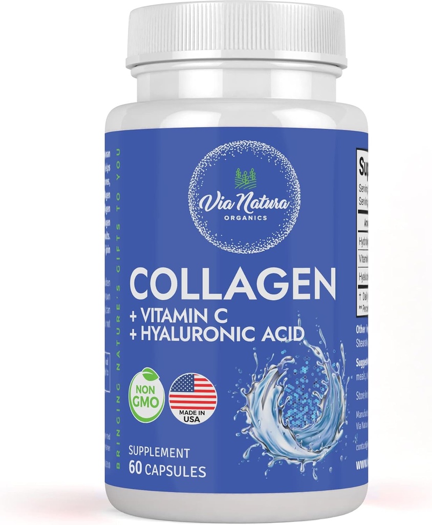 Colagen + vitamina C + acid hialuronic 