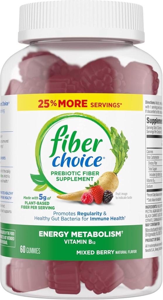 Fiber Choice 5g Gummies, mixt Berry, 60ct 