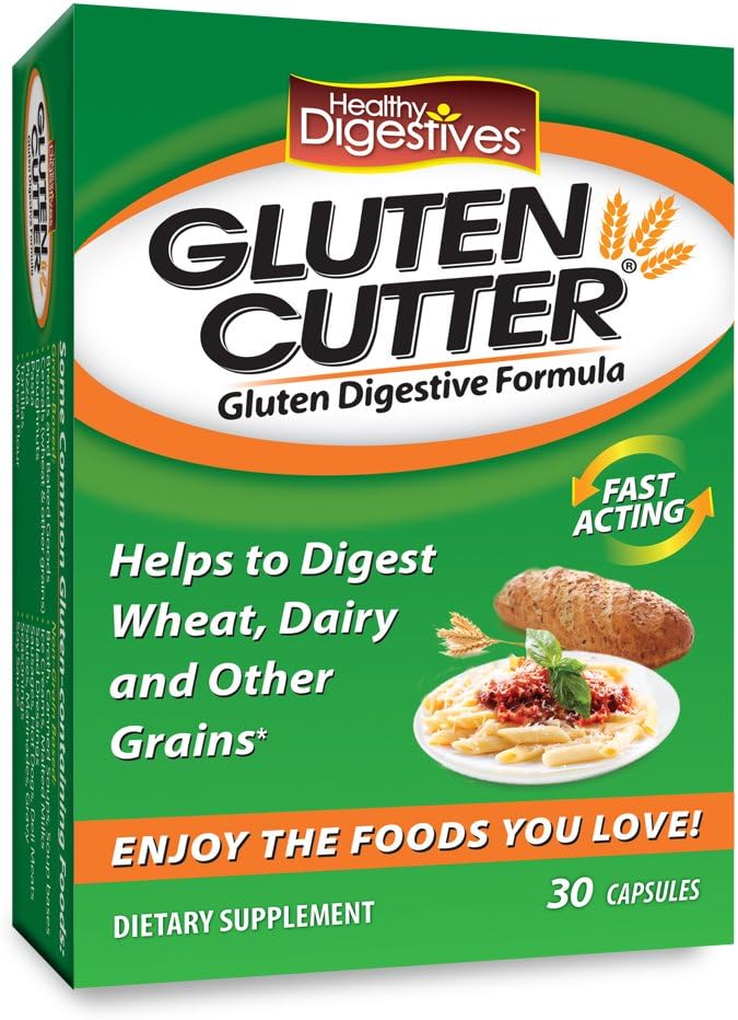Digestive sănătoase Gluten Cutter Enzyme Formula - ajută la îmbunătățirea corpului dvs. Gluten Digestia și asista la spargerea grâu, lactate și alte cereale - capsule - 30 Serviri