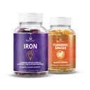 BeLive Iron and Turmeric for Blood Oxigen, Energy, Immune Support, Healthy Skin, and Mobility Support