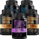 MEDCHOICE Melatonina de somn (90ct), Turmeric & Ginger (240ct), și Nootrop Brain (120ct) Supliment Bundle - Wellness Trio pentru creier, somn, și suport imunitar - Vegan, non-GMO, gluten-Free