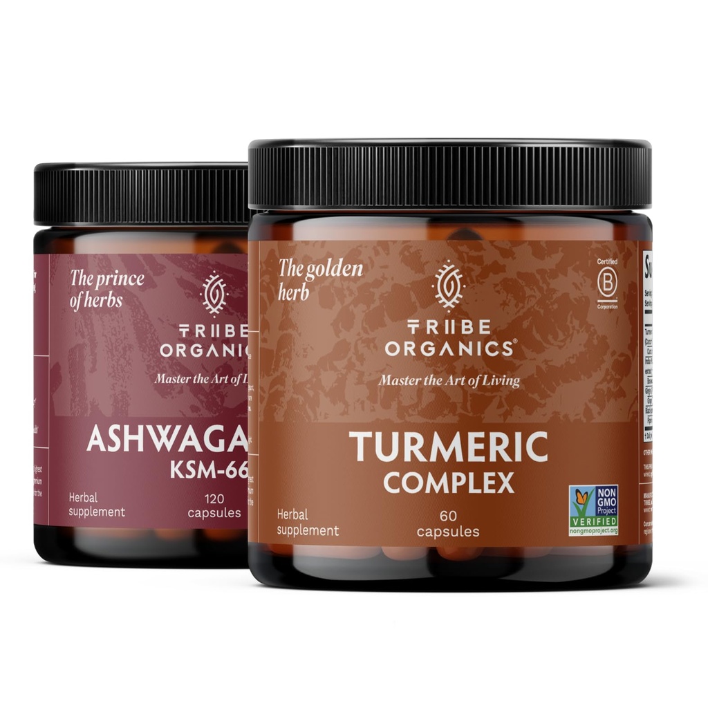 Echilibrul ORGANICS Duo - KSM-66 Ashwagandha 120ct + Complexul Curcumin Turmeric C3 120ct
