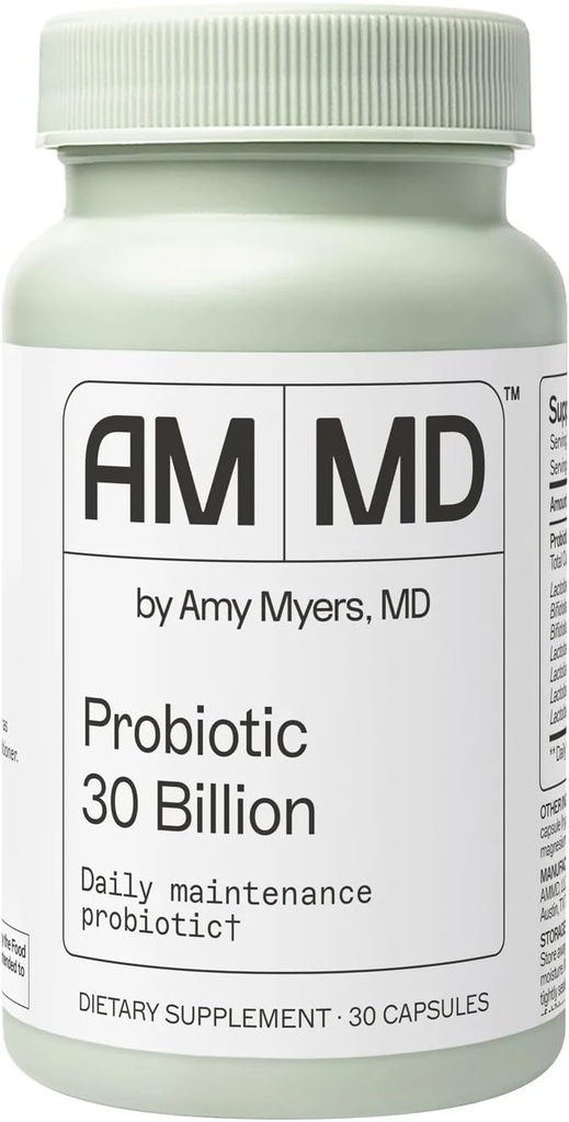Amy Myers MD Probiotice 30 Miliarde CFU - Sprijină Digestive Health, Gut Microbiome & Immune Function - 14 Tulpini - Dairy-Free, Gluten-Free - 30 capsule (30 Servings)