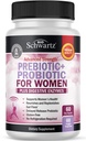 Prebiotice și Probiotice pentru femei - cu negru Cohosh și roșu Clover pentru Gut, Vaginal și Immune Health Support, întregi alimente Digestive Enzime Capsule, Lactobacillus Probiotic Supliment, 60 Conte