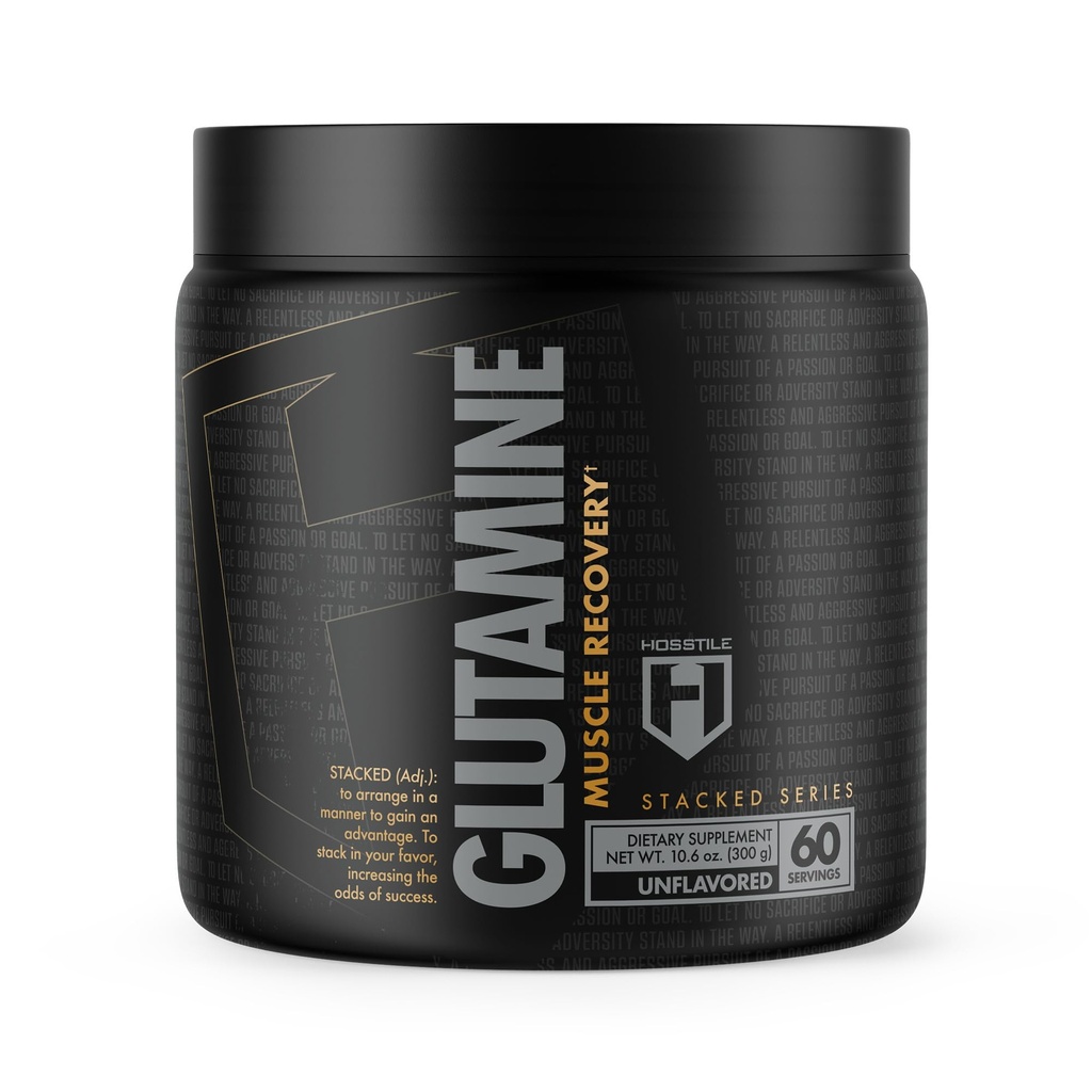 HOSSTILE Glutamina, L praf fermentat Glutamina pentru bărbați și femei, Îmbunătățirea recuperării musculare, Sinteza proteinei de sprijin, Post Workout Recovery Drink, Neflavorat, 60 Serviri