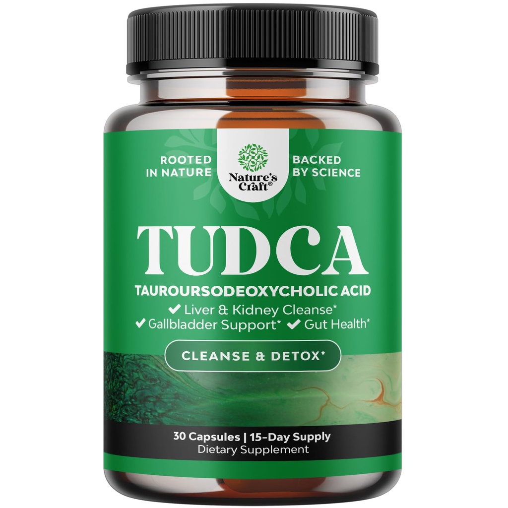 Advanced Bile Salt TUDCA Supliment - extra Putere TUDCA 500 mg per Servire Sare Bile pentru vezica biliara Rinichi si suport hepatic - de înaltă puritate Tauro Ursodeoxicolic Acid Ficat si vezica biliara Cleanse