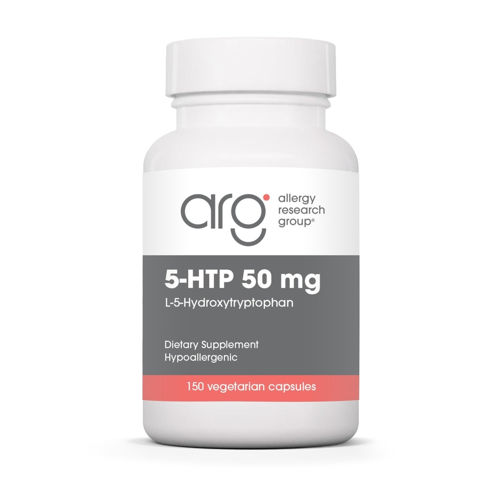 Grupul de cercetare alergii 5-HTP 50mg Supliment - Serotonină pentru bărbaţi şi femei, Sleep Support, L-5-Hidroxitriptofan, Pure, Capsule vegetariene - 150 Conte
