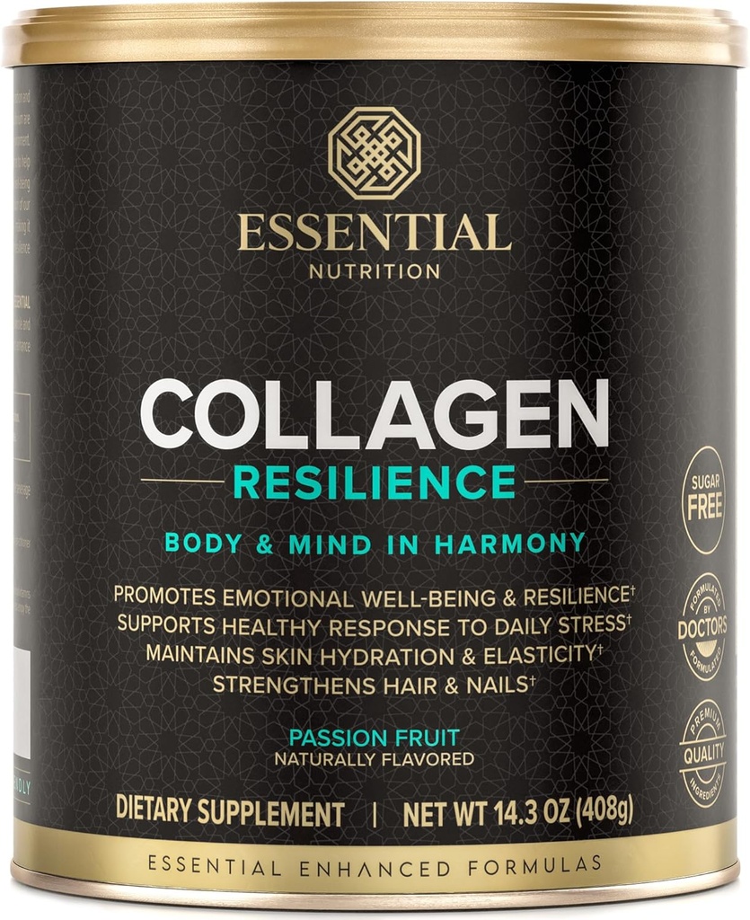 Nutritie esentiala Colagen Rezilienta - Hidrolizat Colagen Peptides Pulbere cu acid hialuronic, Silicon, Amino-Acid si extract de flori de pasiune - Fruct de pasiune - 14,3 oz (30 Serviri)