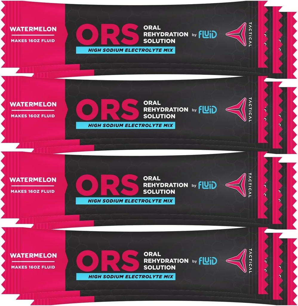 Fluid Tactic - ORS (Soluţia de rehidratare orală), Recuperare mai rapidă, Electroliti de deshidratare extremă, 12 ambalaje (Watermelon)