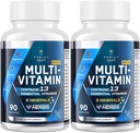 Bărbaţi Multivitamine 50 Plus - Daily Multivitamine pentru bărbaţi cu extracte de plante fermentate & 43 Nutrients - Mens Vitamins Supports Memory & Brain, Energy, Bone Health (2 Pack)