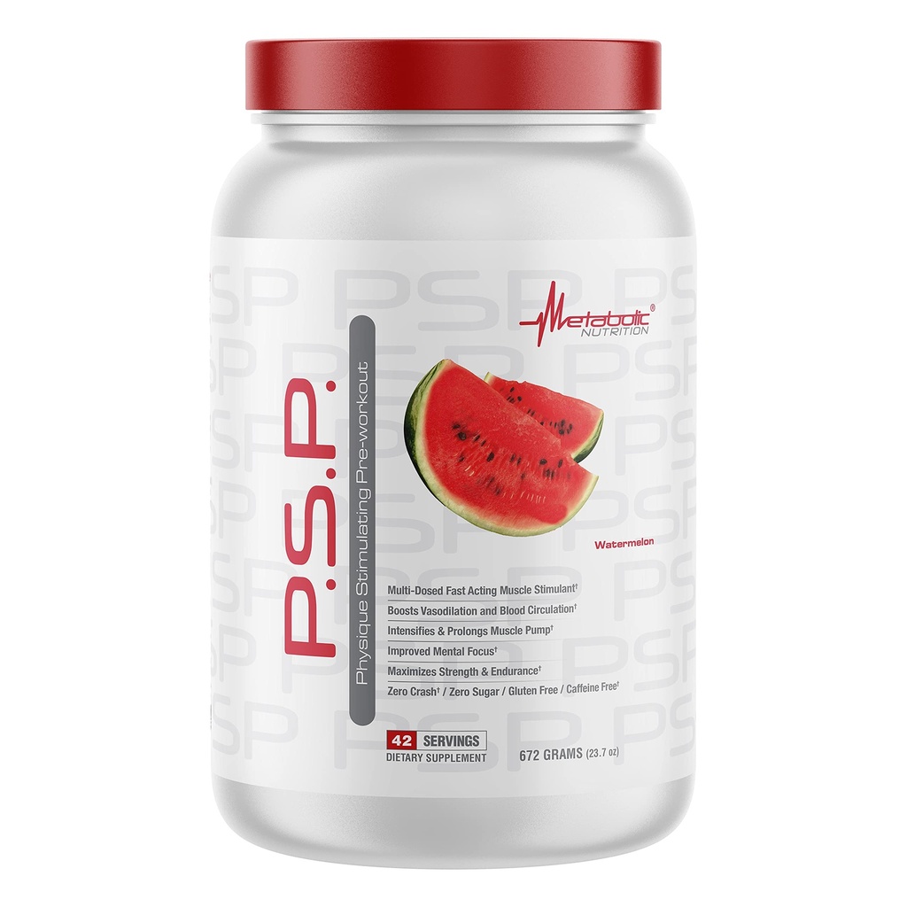 Metabolic Nutriţie P.S.P. Fizique Stimularea PreWorkout 672g Zero Sugar Cafeina gratuit (Watermelon)