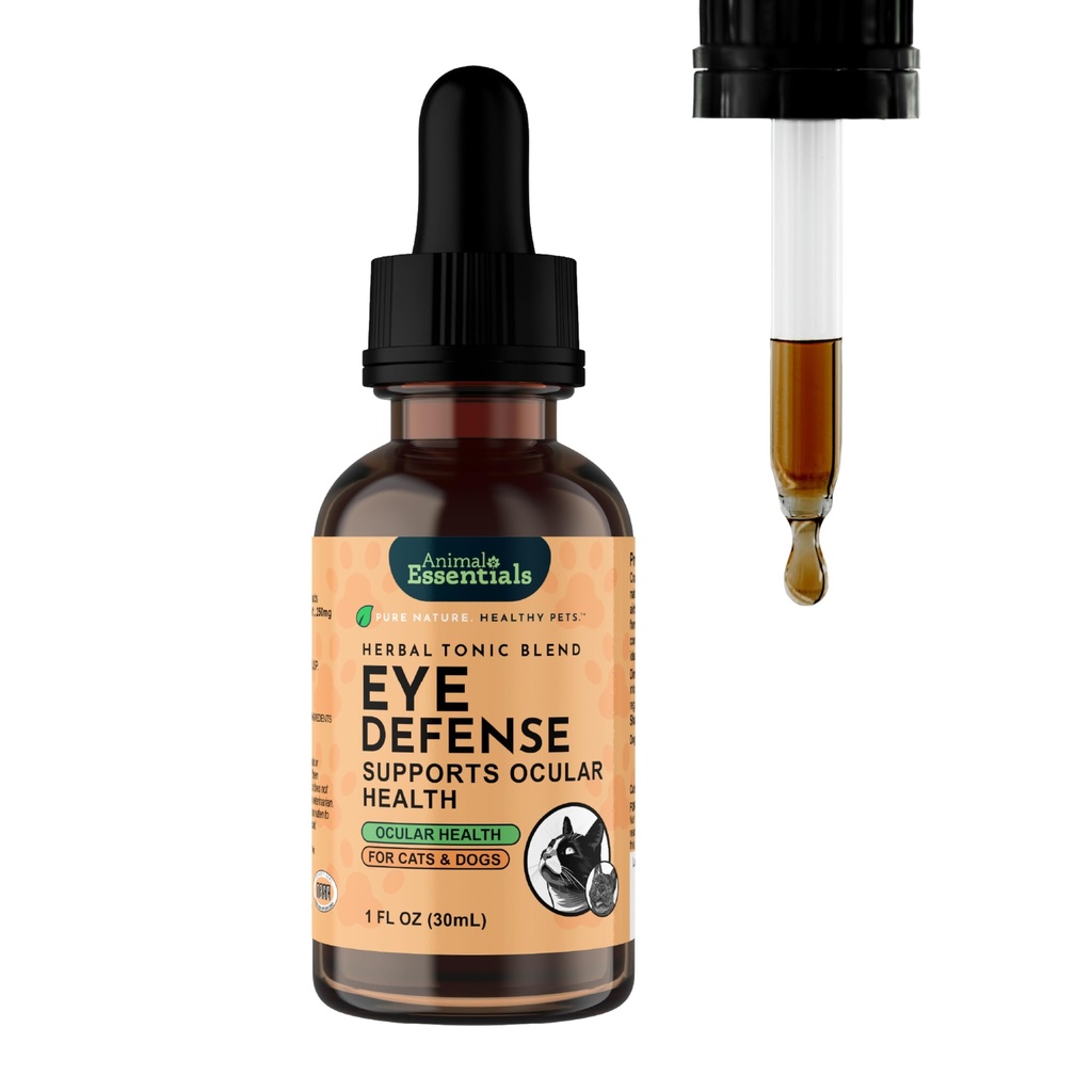 Animale esențiale de apărare ochi de sprijin pentru câini și pisici, 1 fl oz - Made in USA Organic Bilberry Calendula Herbal Blend, Alcool gratuit