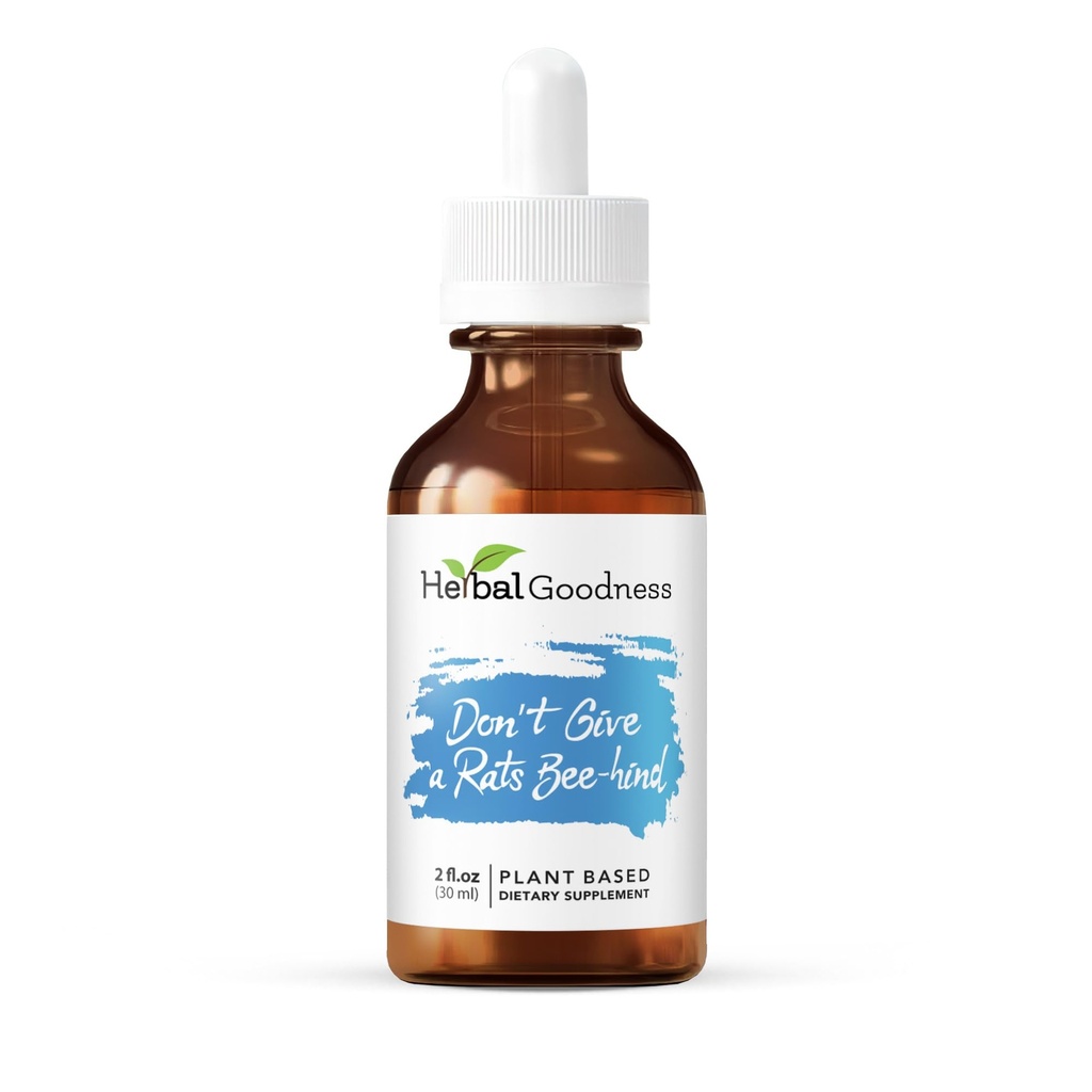 Bunătatea plantelor Nu da un șobolani în spatele albinelor - 2 Fl.oz - Calm ajutor, Herbal Supplement, Kava Drops, Chamomile Supliment, Lemon Bals 