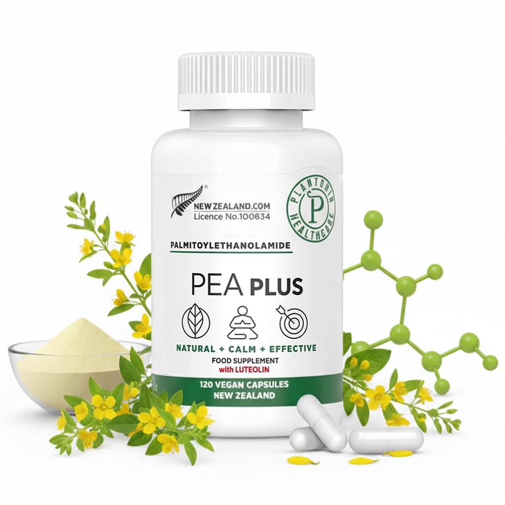 Noua Zeelandă - Palmitoiletanolamidă 600mg + luteolin - Suplimente Micronizate pentru mazăre - 120 capsule Vegane