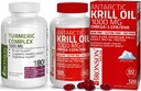 Bronson Curcumin Turmeric cu suport comun BioPerine High Potence Premium + Bronson Antarctic ulei de krill 1000 mg cu Omega-3s EPA, DHA