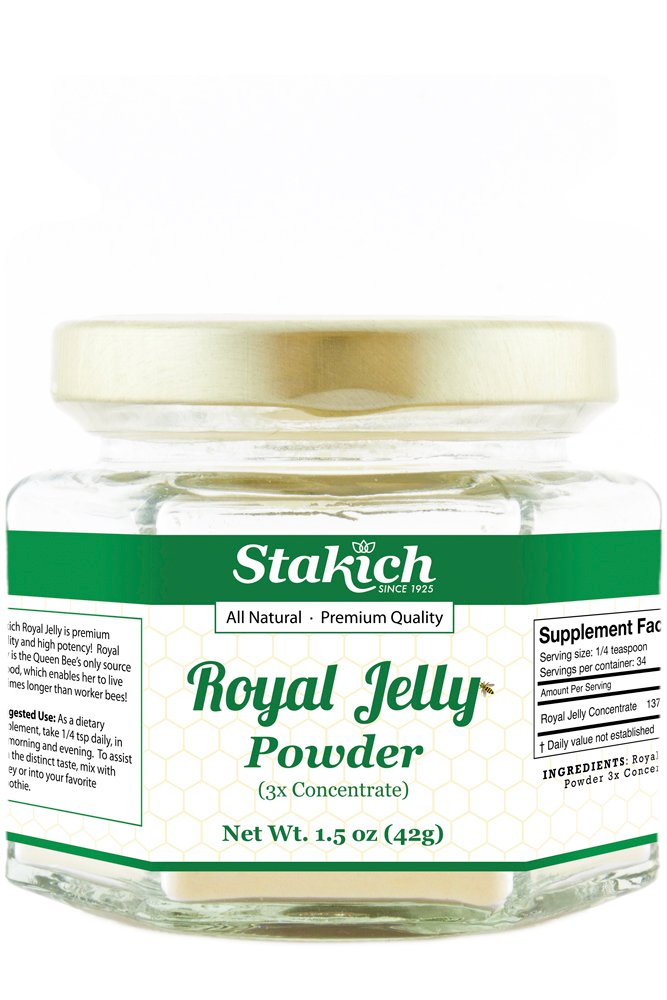Stakich Royal Jelly Powder - 1.5 Ounce - 3X Concentrat - Freeze uscate, pure, naturale