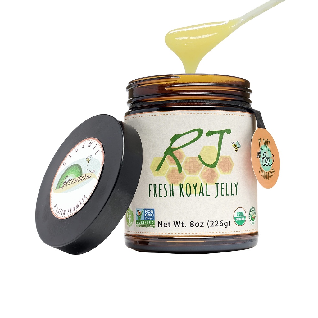 Greenbow Organic Fresh Royal Jelly - 100% USDA Certified Organic, Non-GMO, Halal, Pure, Gluten Free - Una dintre cele mai nutritive ambalate - (226g)