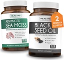 Black Seed Oil & Irish Sea Moss (2-Lonth Supply) - Wellness Duo Bundle of Black Seed Oil (120 capsule) Cold-Pressed Nigella Sativa & Irish Sea Moss (120 capsule) with Bioperine and Bladderwrack