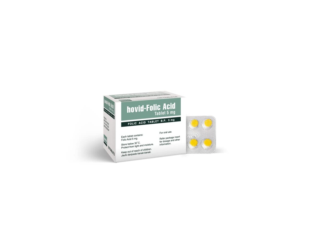 HOVID Acid folic 5Mg 100 comprimate (pachet cu 3 cutii cu 100 comprimate)