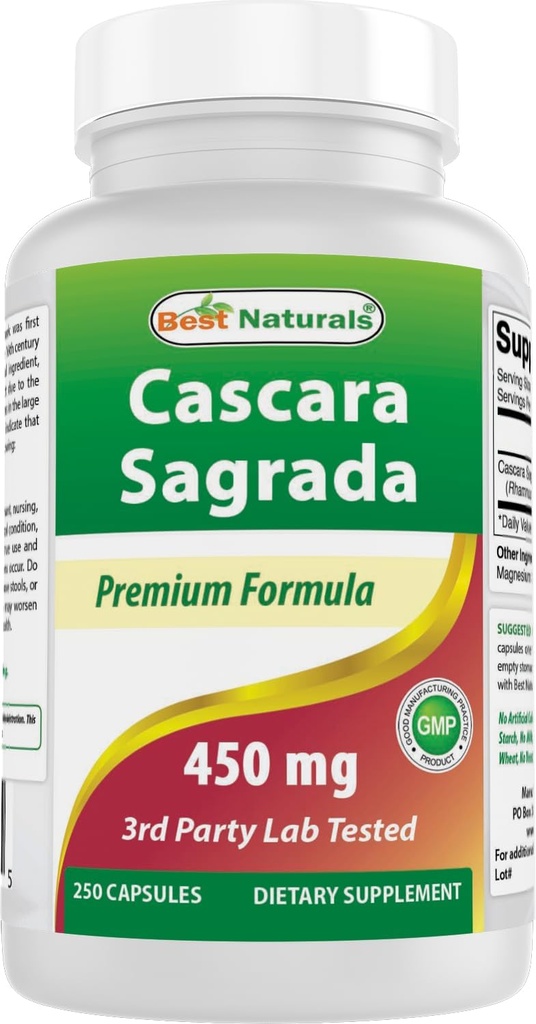 Cele mai bune Naturale Cascara Sagrada 450 mg 250 capsule