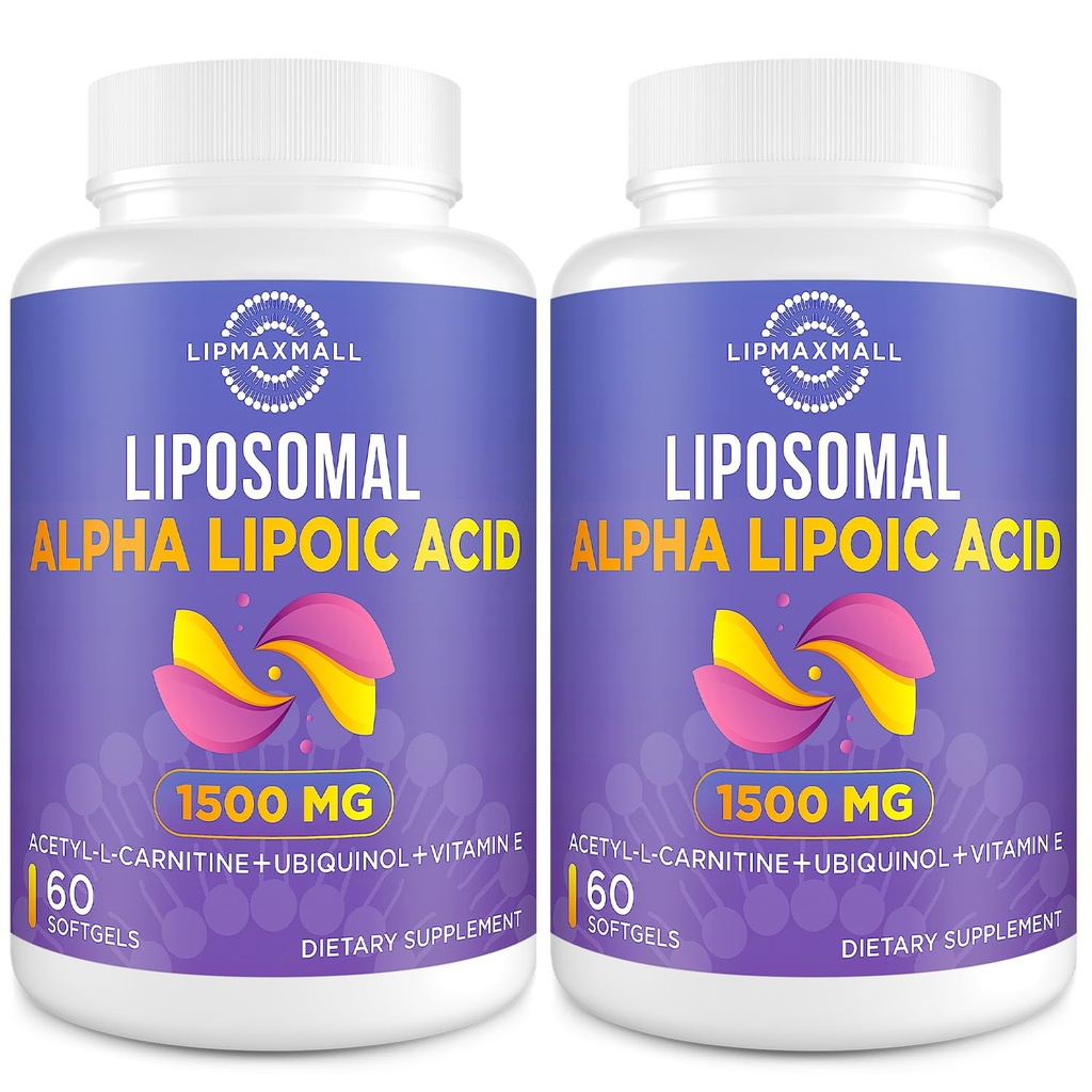 Acid lipozomal alfa 1500mg - cu acetil-L-Carnitină 900mg & Ubichinol 100mg & Vitamina E 15mg, supliment ALA pentru antioxidanţi.