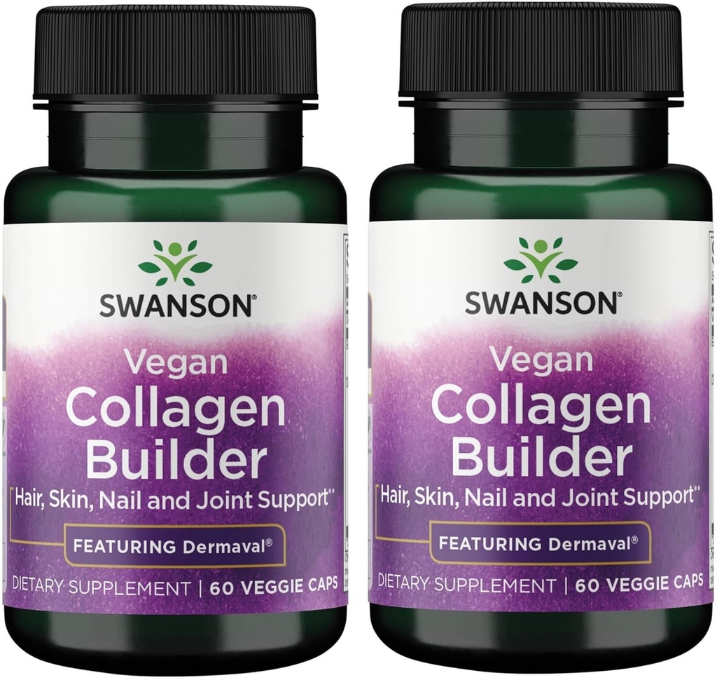 Swanson Vegan Colagen Constructor - Featuring Dermaval - Hair, Piele, Nail Health - 60 Veg Caps (2 ambalaj)