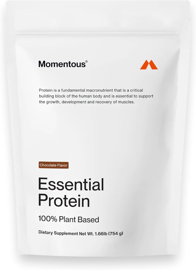 Momentous Essential Pudra de proteine Vegan - 20g Proteina pe bază de plante - NSF Certified, Gluten-Free, non-GMO, 20 Serviri pentru utilizare esențială în fiecare zi, Ciocolată