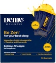 BeMe BeZen Sleep Supplement Natural Without Melatonin - 2X Absorbtion Than Pills - Sleep Adids for Adulți cu Magneziu, Ashwagandha, Mușețel, L-Theanină & GABA - Ananas delicios