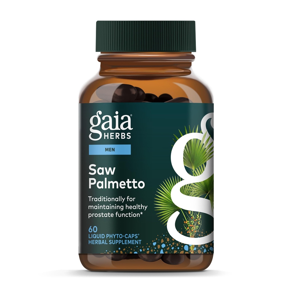 Gaia Herbs Saw Palmetto - Sustine functia de prostata sanatoasa pentru barbati - contine saw Palmetto si seminte de floarea-soarelui lecitina pentru a sprijini meniuri de sanatate - 60 Vegan lichid Fito-Capsules (30 de zile de aprovizionare)