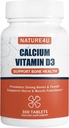 Calciu 1000 mg cu vitamina D3, Bone Health Supplement pentru adulţi, susţineţi Muscel Nervi Sănătate şi Absorbţie de calciu, 300 comprimate