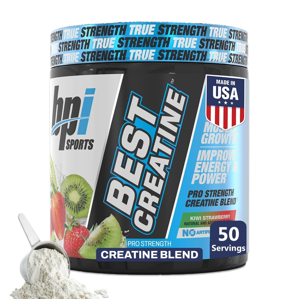 BPI Sports Cea mai bună creație - Creatină monohidrat pulbere pentru bărbați și femei, sare Himalayan - Putere, pompă, rezistență, creștere musculară, definiție musculară, Nu Bloat - Kiwi Căpșuni - 50 Serviri - 9.07 Oz