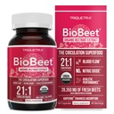BioBeet® capsulele cu rădăcină de sfeclă max - 21:1 concentrat, fiecare servire derivată de la 28,350 mg de sfeclă organică - Îmbunătăţirea absorbţiei cu extract de piper negru BioPerine® (60 capsule)