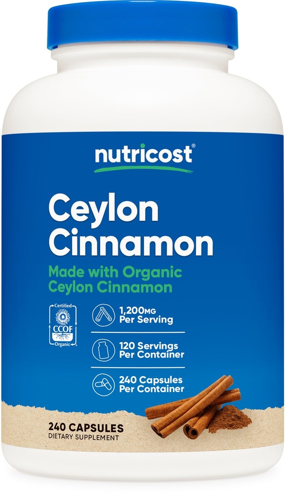Nutricost capsule cu scorţişoară (240 capsule) 1200 mg per Serving - Gluten-free