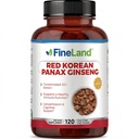 FineLand Red Coreean Panax Ginseng 13.000 mg - Max Putere 20:1 Extract - concentrat Immune & Cognitive Supplement pentru bărbaţi şi femei - 120 Veggie Capsule