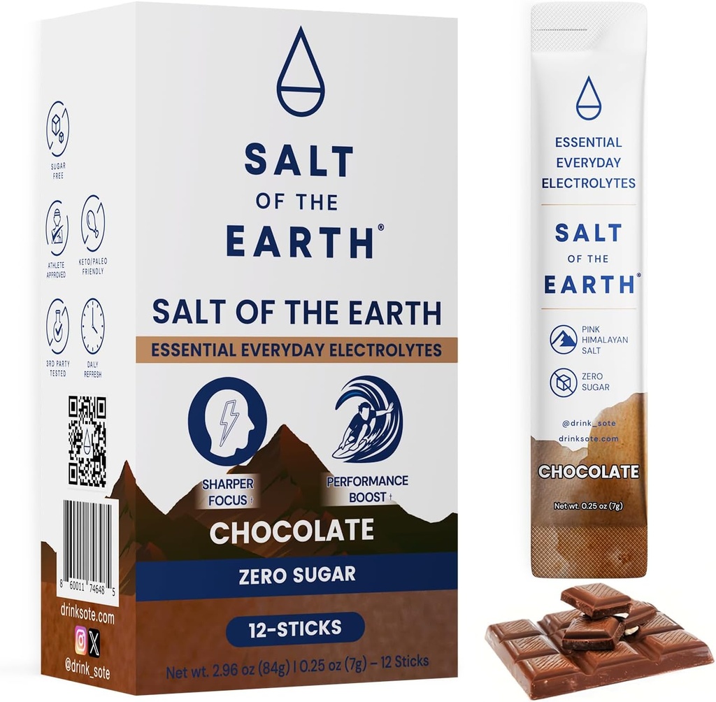 Sare de pământ Premium Zero-Sugar Electrolit - Made with Pink Himalayan Salt - Pachete cu pulbere de hidratare 