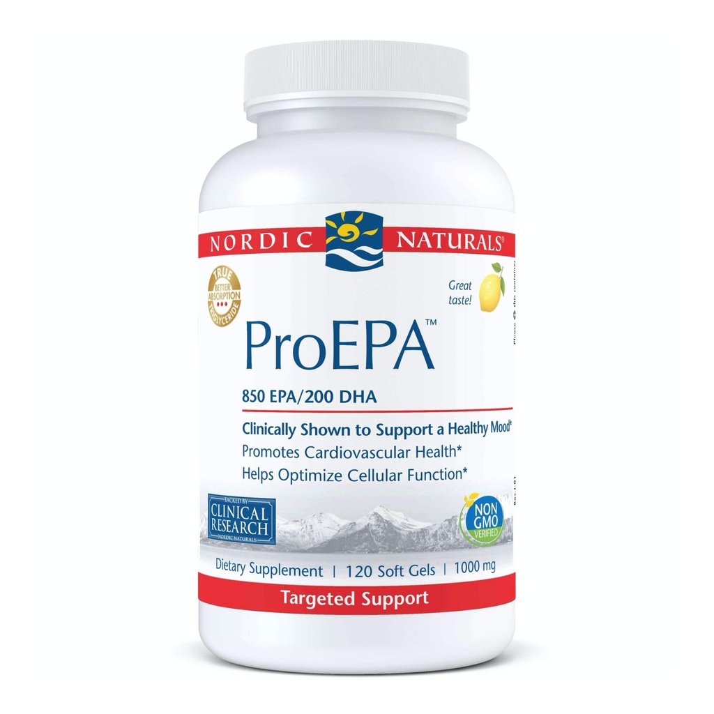 Nordic Naturals ProEPA, Lemon - 120 Geluri Soft - 1210 mg Omega-3 - Formula EPA de mare intensitate pentru stare de spirit sănătoasă, Heart Health & Function Cellular - Non-GMO - 60 Servings