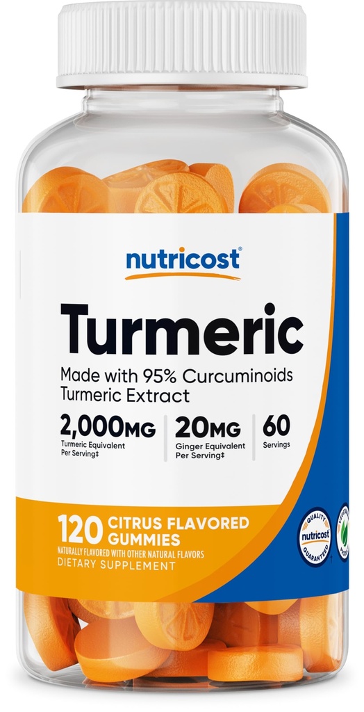 Nutricost Turmeric Gumies 2000 mg Tumeric per Serving (120 Gumies) - 60 Servings