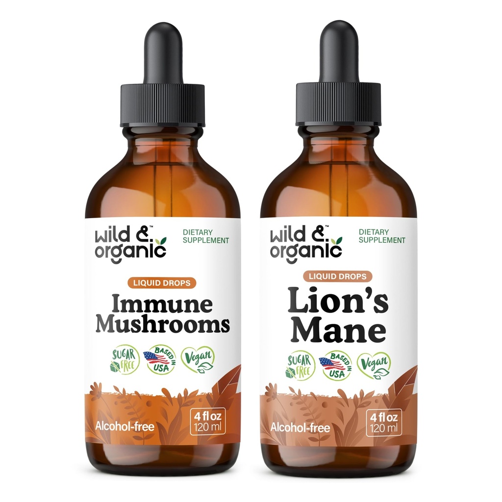Muzică imună sălbatică şi organică 4 fl oz & Lion's Mane Tincture 4 fl oz
