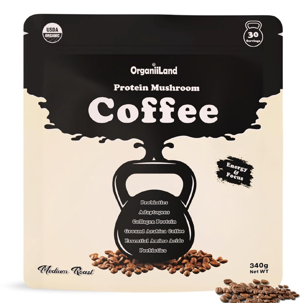 Cafea cu ciuperci de proteine de OrganiiLand 
