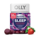 OLLY Max Putere Sleep Gummy, 10mg Melatonina, L-Theanin, Chamomile, Lemon Balm, Sugar Free, Vegetarian Sleep Aid, Strawberry - 50 Conte