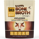 Solo Proteine de Broth Colagen Pulbere de sodiu scăzut, 16g Colagen hidrolizat de tip I & III, pentru piele sănătoasă, unghii, păr, articulații și digestia, iarbă Fed, 1 lb (Bag - Net Wt. 1 lb. pulbere)