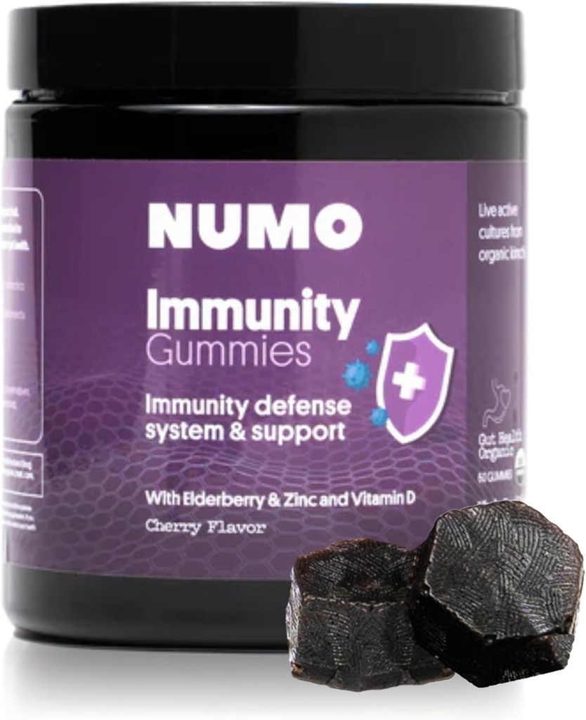 Numo gume de soc - Suport sistem imunitar cu supliment antioxidanti - Formula completa cu fructe Sambucus, Vitamina D3, Zinc, Vitamina C, Probiotice - Organice, Vegan & Kosher - 60 Conte