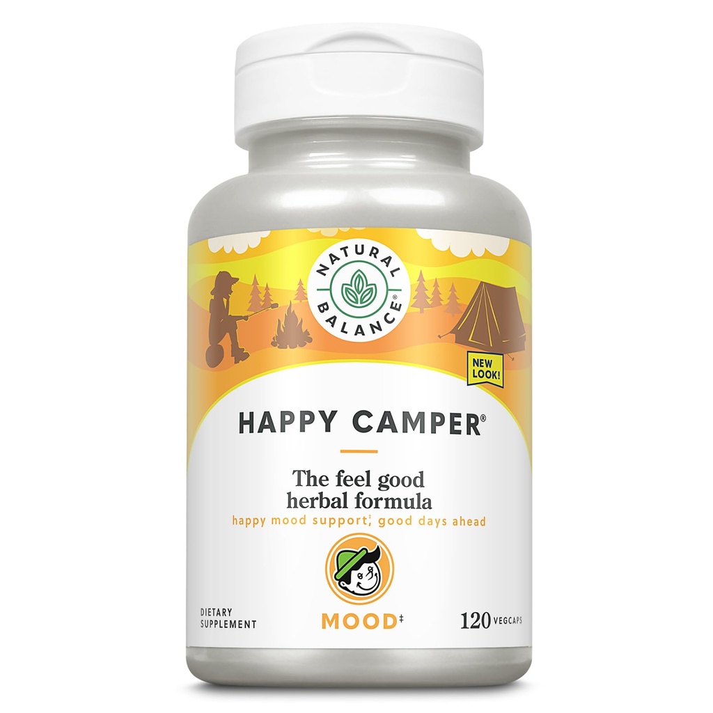 Echilibrul natural Camper fericit - Simțiți-vă bine Suplimentul de suport pentru starea de spirit - Gotu Kola, Floare Pasiune, și capsule Kava Kava - 60-Day Guarantee (120 Conte)