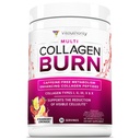 Multi Colagen Burn: Hidrolized Proteine Peptide cu acid hialuronic, vitamina C, SOD B Dimpless, Tipurile I, II, III, V și X, Cafeina-Free Lemonade aromă 30 Serviri