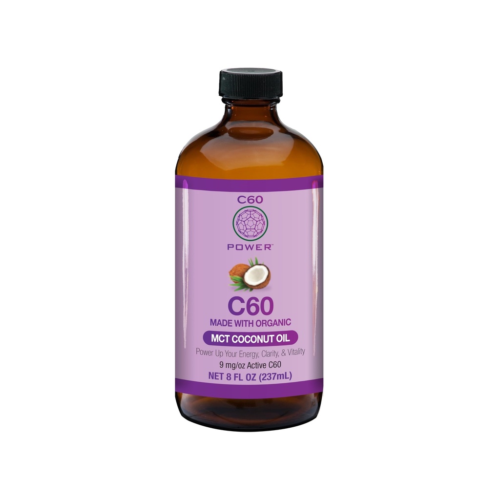 C60 Putere - MCT 8-oz.- Organic MCT Ulei de cocos, 8 Fl Oz, 99.99% Fullerene de carbon pure, Lift Sarcina oxidativă, Optimize Funcție mitocondrială