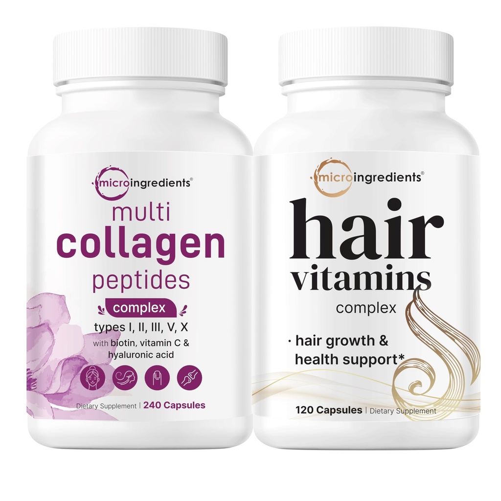 Micro Ingrediente Multi Colagen Complex pentru Femei si Vitamine de par Capsule Complex Bundle 2 Pack 