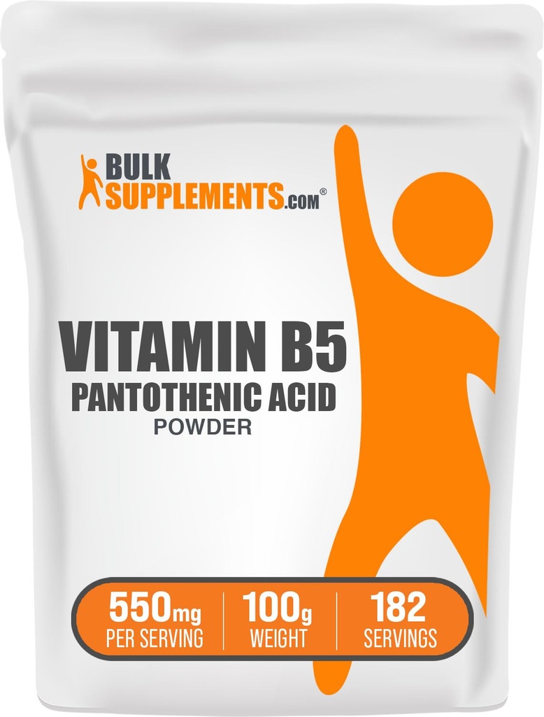 BulkSupplements.com Vitamina B5 Pulbere - ca Pantotenat de calciu, B5 Vitamine - Gluten gratuit, 500 mg de vitamina B5 Acid pantotenic per Serving, 100g (3.5 oz) (Pachet de 1)
