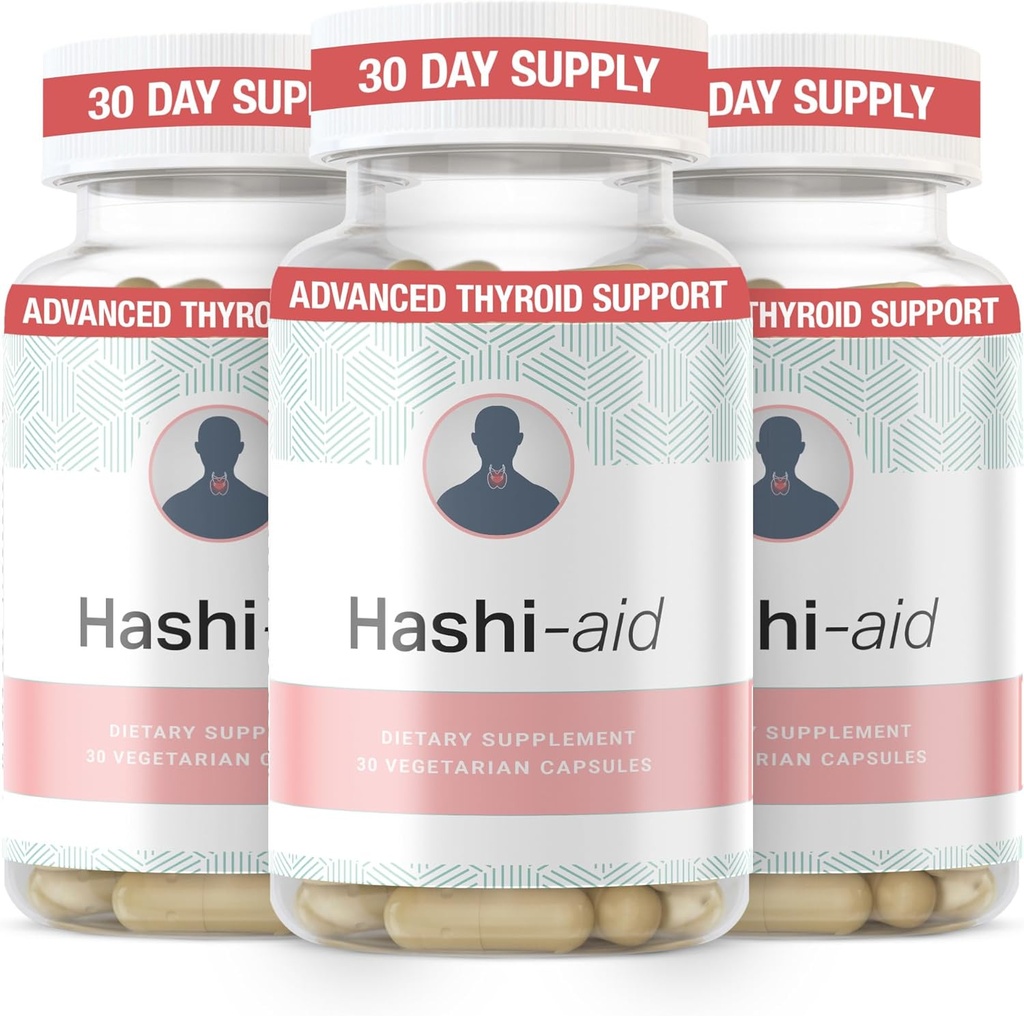 IBDassistTM Hashi Ajuta Asistenţă tiroidiană pentru femei şi bărbaţi - Supliment tiroidian pentru boala Hashimoto şi hipotiroidism* - cu Ashwagandha, Seleniu, Zinc, Vitamine esenţiale & More - 30 capsule (3 ambalaje)