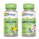 SOLARAY Mullein Leaf 330 mg și marshmallow Root 480 mg - Wellness Bundle - Herbs High in Mucilage Soluble Fiber for Soothing Support - Vegan, Non-GMO, Lab Verified, 60-Day Guarantee, 200/100 VegCaps